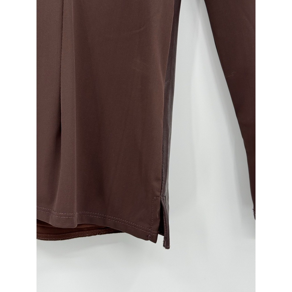 Ecru Top Genuine Leather Long Sleeve Chocolate Brown Long Sleeves Size S/M - Picture 5 of 11